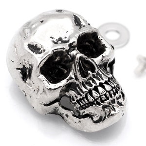 Totenkopf Skull Conchos, Antik Silber, Punk Biker Accessoire (2 Stück)
