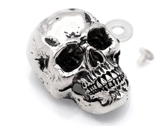 Silver Biker Skull Metal Cross Concho 3D Motorcycle Leathercraft Accessory Gift Silver Biker Skull Metal Cross Concho 3D Motorcycle Leathercraft Accessory Gift