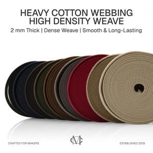 5Yards Heavy Cotton Webbing Strap 1" 1-1/4" 1-1/2" 2" – Thick Canvas Strap for Bag Making, Purse Strap, Camera Strap, DIY Craft Supply image 3