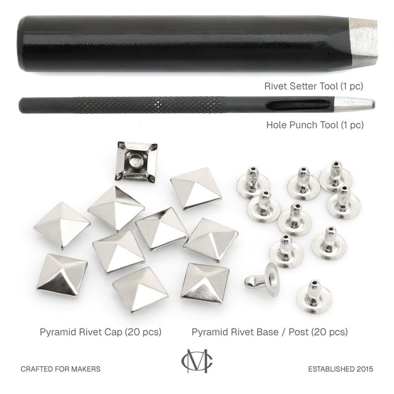 Pyramid Rivet Snap 7mm 10mm Pyramid Rivet Setter Tool Kit | Spike Rivet Setting Tool With ...
