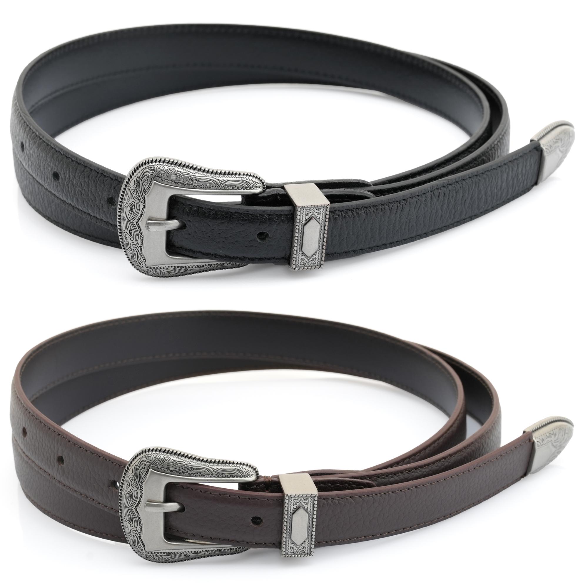 Genuine Cowhide Leather Belt with Oxidized Buckle 3/4 Inch Western Leather Belt – 3/4 main image 2
