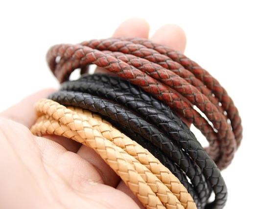1yard Multi-size Genuine Braided Leather Cord Quality Folded Bolo