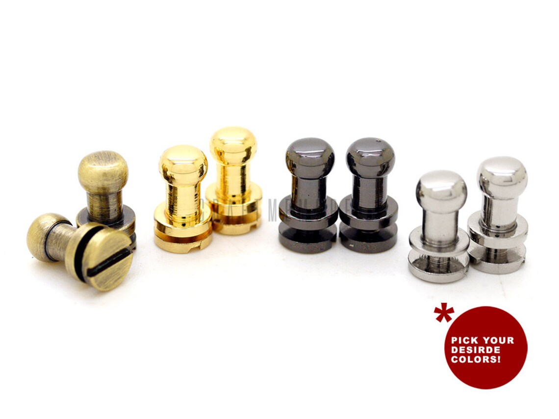 10pack Solid Brass Ball Head Stud Screw Back Nipple Rivet Etsy