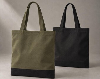 Minimal Canvas Tote Bag, Large Everyday Carry with Reinforced Handles and Inner Pocket D05