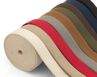 2Yards Heavy Cotton Webbing Strap 1" 1-1/4" 1-1/2" 2" – Thick Canvas Strap for Bag Making, Purse Strap, Camera Strap, DIY Craft Supply