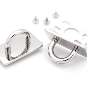 2sets Rectangle Plate with 5/8 D-ring Screwback Bridge Connector Hanger for Purse Decorative Collar Choker Accessories H-68 image 6