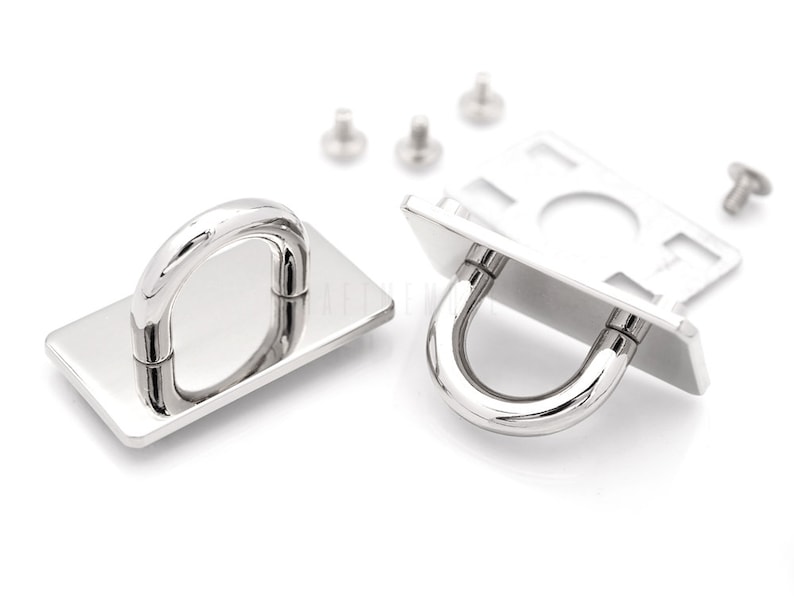 2sets Rectangle Plate with 5/8 D-ring Screwback Bridge Connector Hanger for Purse Decorative Collar Choker Accessories H-68 image 6