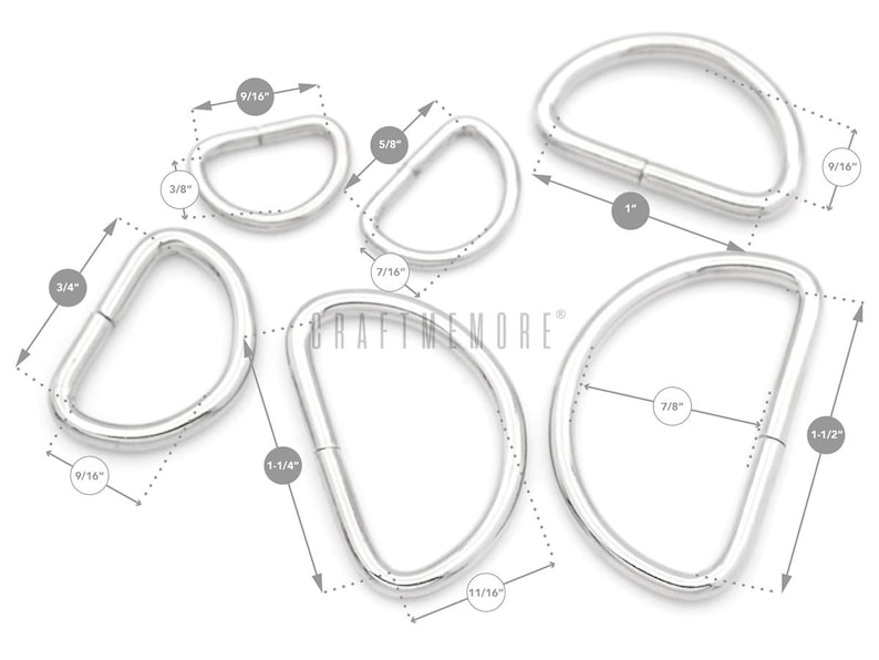 Metal D-Rings 3/4 & 1 Inch, Non-Welded, 100 Pcs image 2