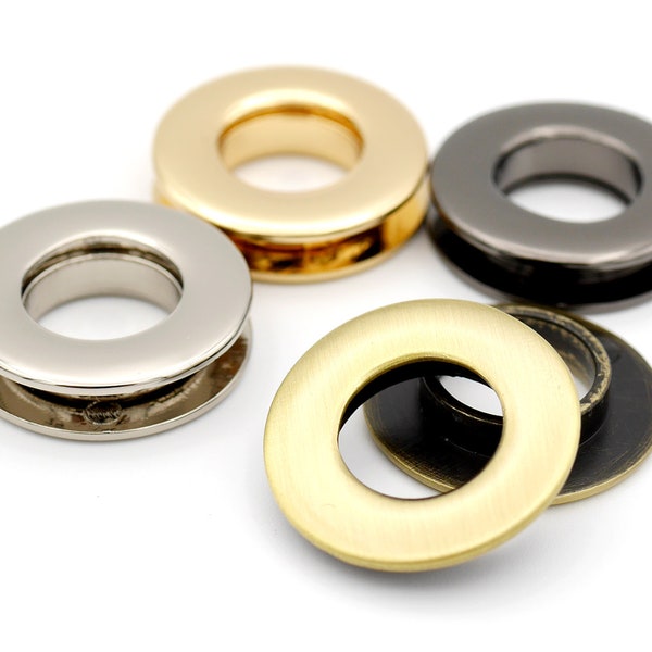 Metal Push Snap Together Grommet FLAT Surface Snap Rings Eyelet O-rings Purse Loop Easy Installation Pack of 4 Complete Rings