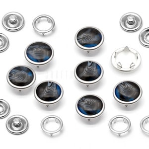 20 Sets 12mm Pearl Snaps Fasteners Pearl-Like Buttons for Western Shirt Clothes Washable Popper Studs Blue Marble