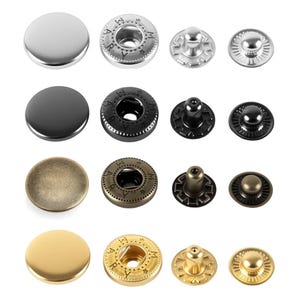 50 Sets Snap Buttons Multi Sizes & Colors | S-Spring Socket Popper Fasteners | Metal Snaps for Bags, Garments Accessories