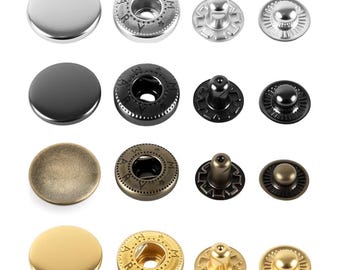 50 Sets Metal Snap Fasteners | S-Spring Socket, Multi-Size