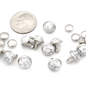 50sets 8mm White Marble Bohemian Round Decorative rivet