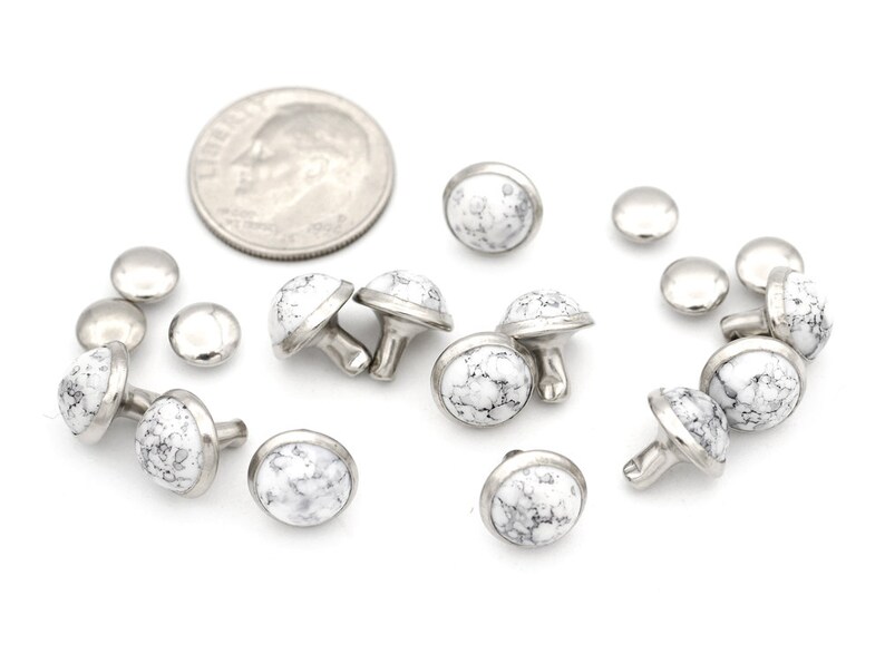 50sets 8mm White Marble Bohemian Round Decorative rivet