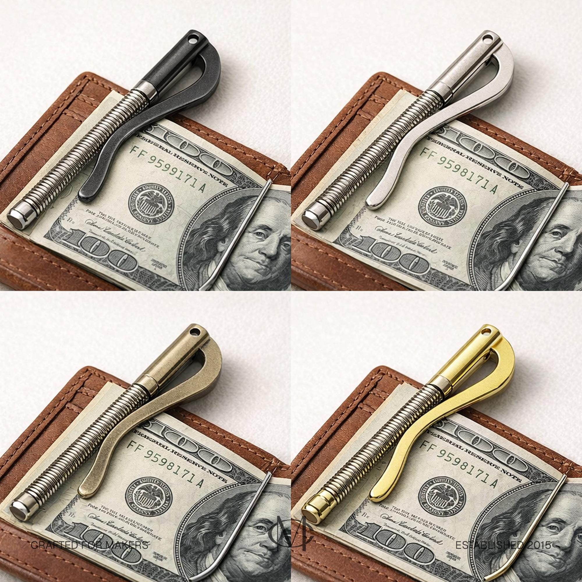Spring Money Clip Inserts for Bifold Wallets (80mm, 85mm) – Metal ...