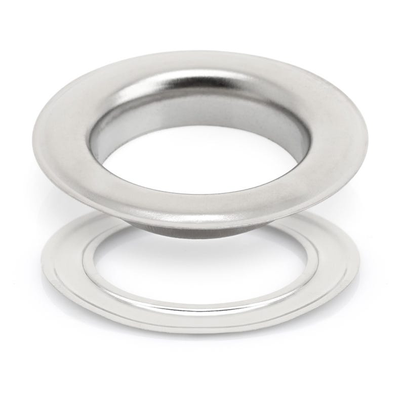 1 Inch Metal Grommets Eyelets with Washers for Curtains, Banners, Canvas (10 Sets) Silver