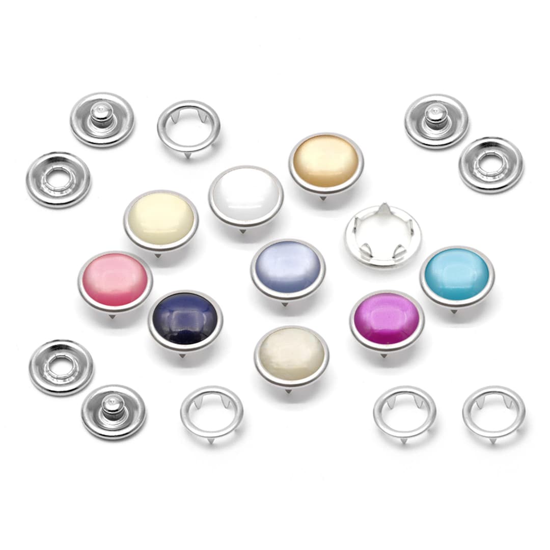 20 Pack 10.5mm Pearl Snap Fasteners, Western Shirt Snap Buttons, Prong ...