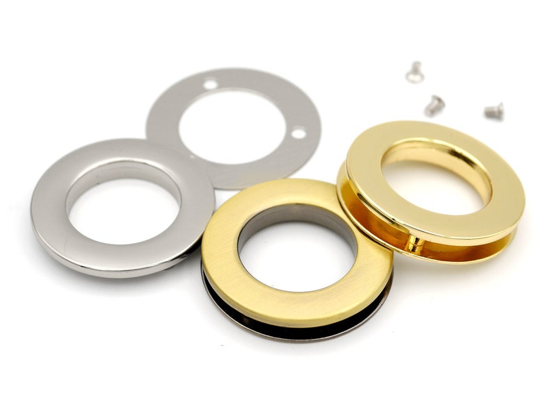 Metal SCREW Rings Grommet Round Flat Surface Purse Loop O-rings Craft Accessories 21MM 25MM Pack of 4 Complete Rings