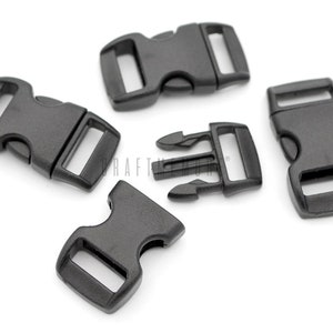 3/8 Inch Quick Side Release Buckle Black Plastic Tiny Locks for Bags Belts Paracord Bracelets 25 pack JL28