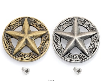 Star Screw Back Concho Antique Silver 1-1/4