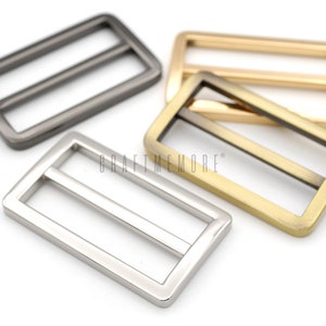 6pack 1-1/2inches Flat Metal Slide Buckle Triglide Strap Keeper Leathercraft Bag Belt Adjuster Sliders VTSL