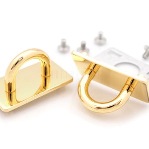 2sets Rectangle Plate with 5/8 D-ring Screwback Bridge Connector Hanger for Purse Decorative Collar Choker Accessories H-68 image 7