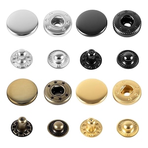 Solid Brass Snap Buttons | S-Spring Socket Popper Fasteners for Bags & Garments | 10 Sets