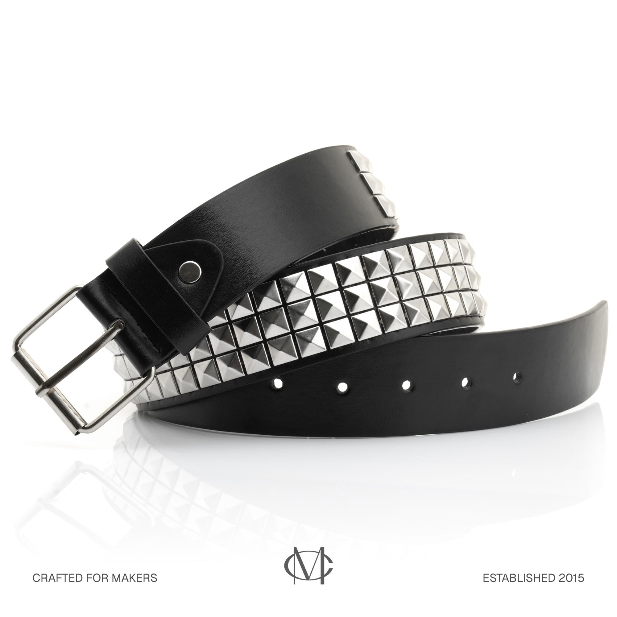 Faux Leather Studded Belt Set with Pyramid Star Gothic Punk Rock Style Buy Women Goth Belt Pyramid Studded Vegan Leather  main image 2
