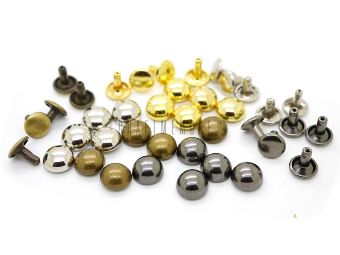 100pack Multisize Antique Brass Round Dome Double Cap Rivets Etsy