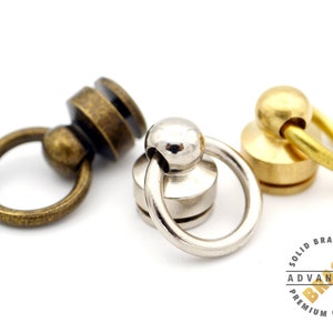 2er Pack Portemonnaie Kette Verbinder Massiv Messing Kugel Post Screwback O-Ring Concho Leder Handwerk Portemonnaie Zubehör