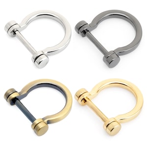 4pack 3/4" D-Rings Screw In Shackle Horseshoe U Shape D Ring DIY Leather Craft Purse Keychain Accessories