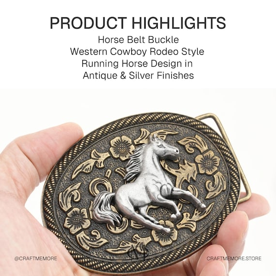 Horse Belt Buckle – Western Cowboy Rodeo Style | Running  display picture 3