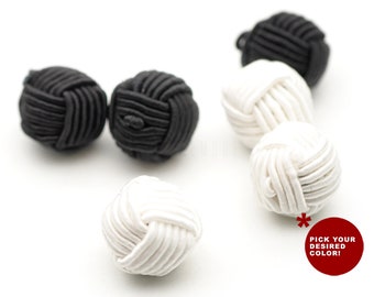 12pcs Chinese Black White Closure Knots Sewing Buttons for Sweater Costumes Fabric Ball Buttons TG01486