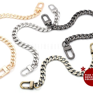 8 Inches Purse Chain Handle Handbag Strap Metal Flat Curb Chain Replacement Cosmetic Clutch Mini Pochette Accessories EM-8L