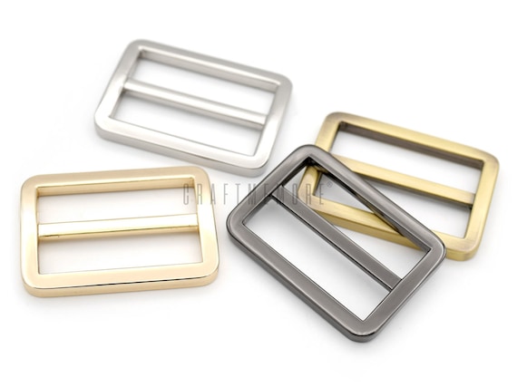 Flat Metal Slide Buckle, 1-1/4" Strap Keeper, Bag Belt Adjuster - 6pcs