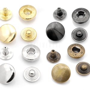 50sets Multi Sizes & Colors Snap Buttons S-Spring Socket Popper Fasteners Jacket Bag Closures