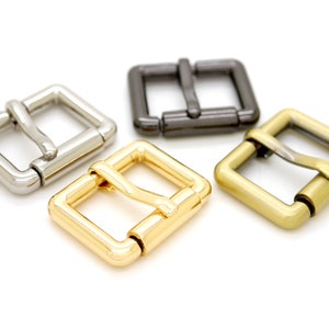 4pcs Single Prong Roller Belt Buckles Square Metal Strap Belt Loop Buckle Findings Purse Making Accessories