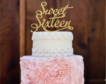 Items Similar To Personalized Sweet Sixteen Birthday Cake Topper