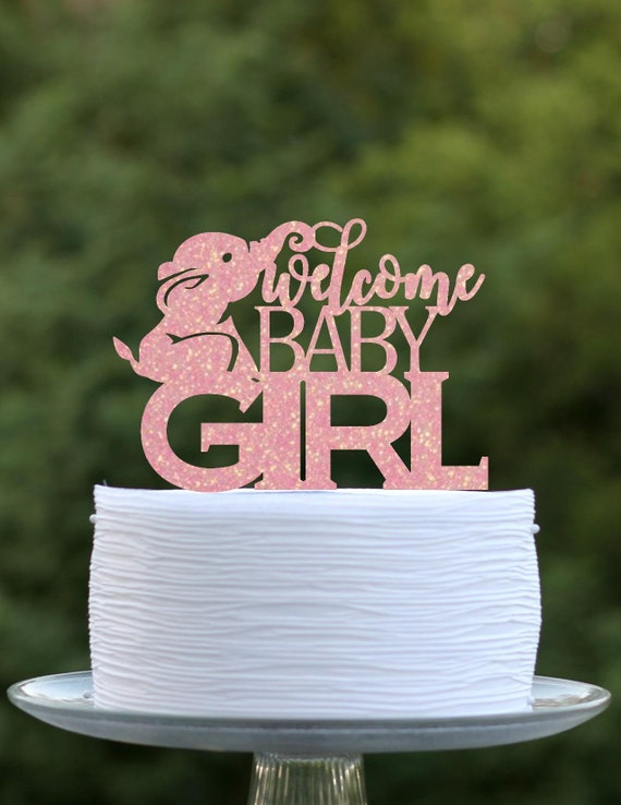 elephant cake topper girl baby shower