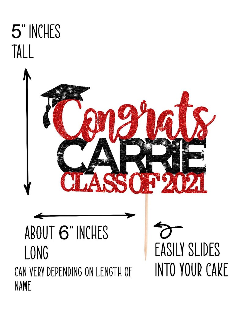Personalized Cake Topper Graduation Centerpiece Class of 2021,