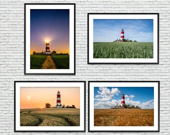 Happisburgh Lighthouse Norfolk Coast Landscape Set Of 4 Poster Print Bundle Deal