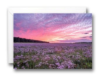 A5 Blank Birthday Greeting Card Norfolk Coast Holkham Beach Sand Dunes Sea Lavender