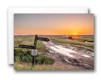 A5 Blank Birthday Greeting Card Norfolk Coast Blakeney Sunrise Landscape