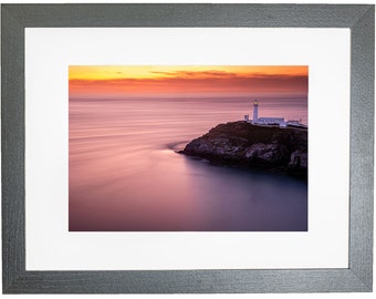 South Stack Anglesey Lighthouse Sunset North Wales Framed Photo