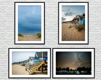 Wells Next The Sea Beach Huts Norfolk Coast Landscape Set Of 4 Poster Print Bundle Deal