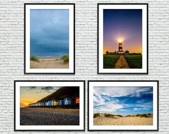 Cromer Pier Wells Next The Sea Holkham Happisburgh Lighthouse Norfolk Coast Landscape Set Of 4 Poster Print Bundle Deal