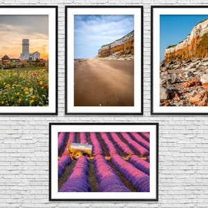 Hunstanton Cliffs Lighthouse Norfolk Coast Landscape Set Of 4 Poster Print Bundle Deal image 1