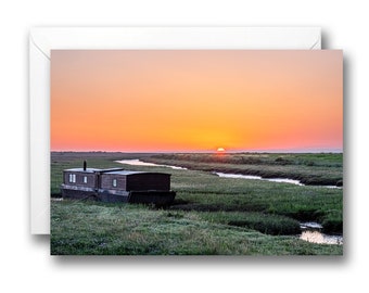 A5 Blank Birthday Greeting Card Norfolk Coast Blakeney Sunrise Landscape