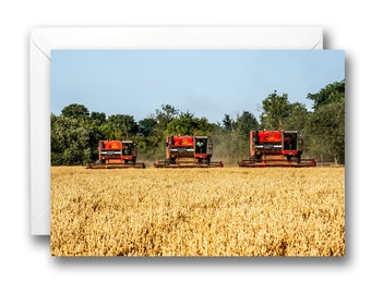 A5 Blank Birthday Greeting Card Row Of 3 Massey Ferguson 885 Combine Harvester