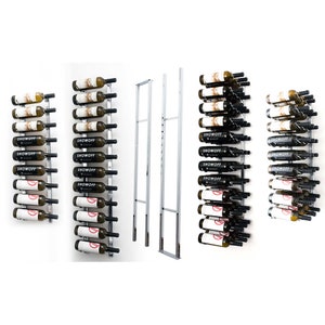 Floating Wall Mount Wine Rack Kit | Modern Wine Storage Double-Sided Display | Patented Design for Wine Lovers | 50+ Bottle Capacity Storage